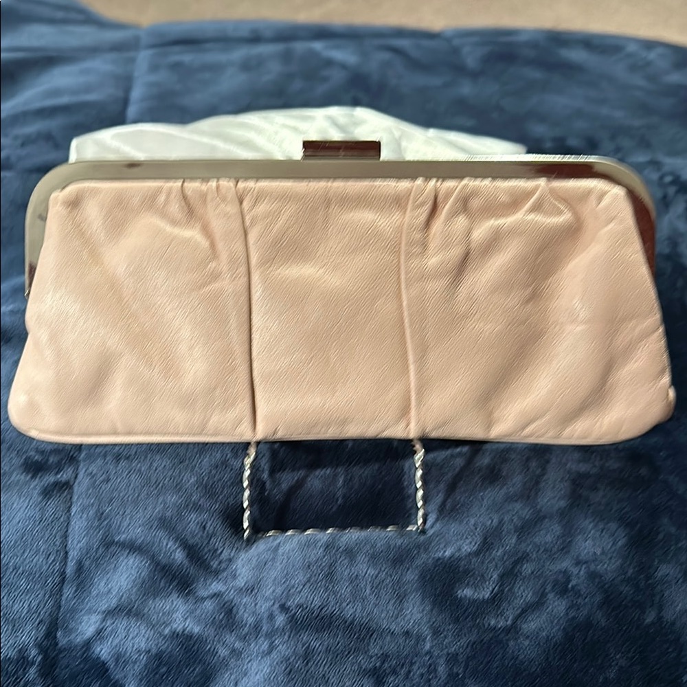 Express Pink Leather Clutch with Silver Accents